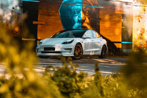 An engaging photo of a car wrapped in street art.