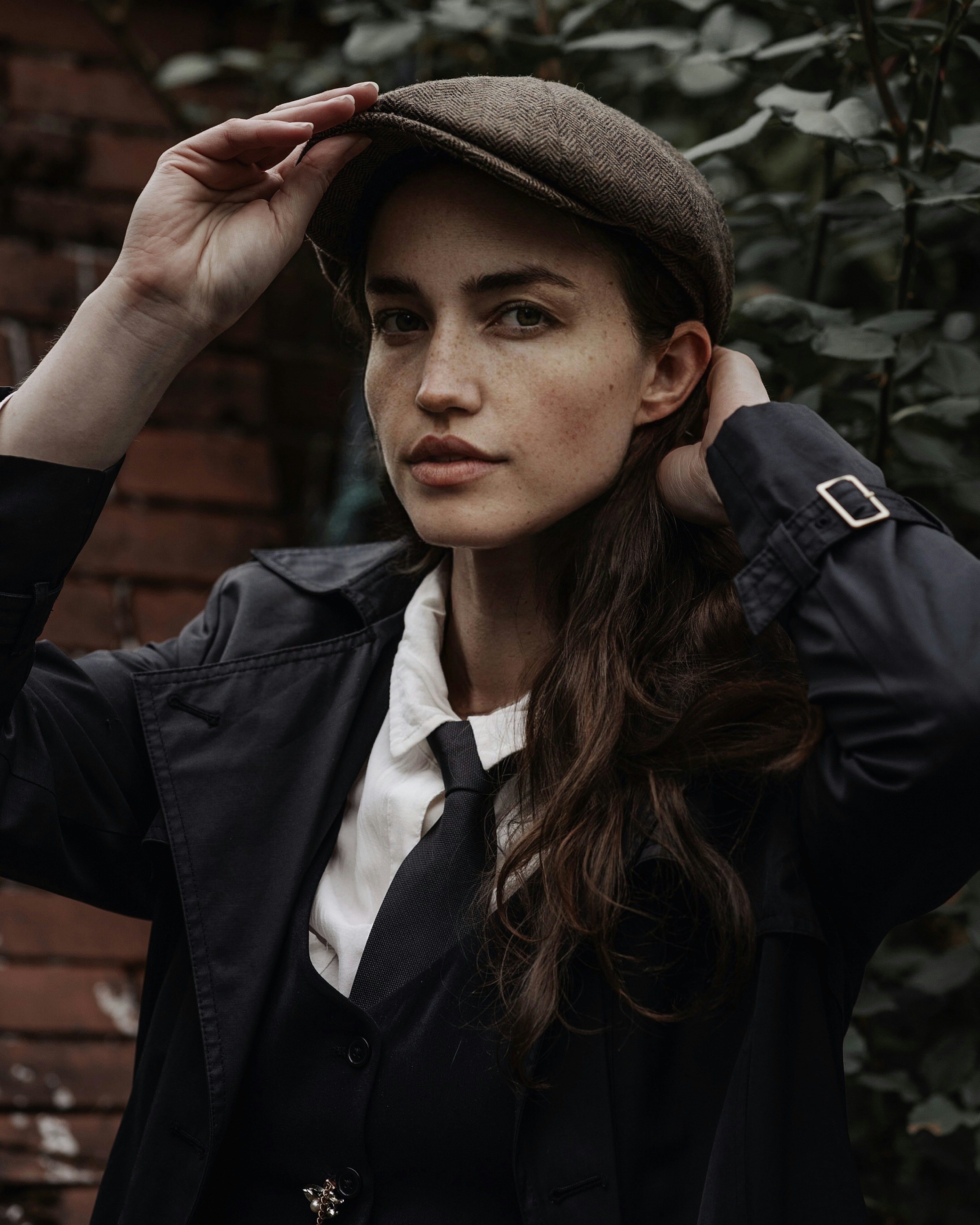 Portrait of Portland Fashion Model posing in a vest and tweed hat. Headshot taken by Lance Reis on my Sonya7iii. Drop by insta & let me know if you discovered me here. IG: kickassdesigns
