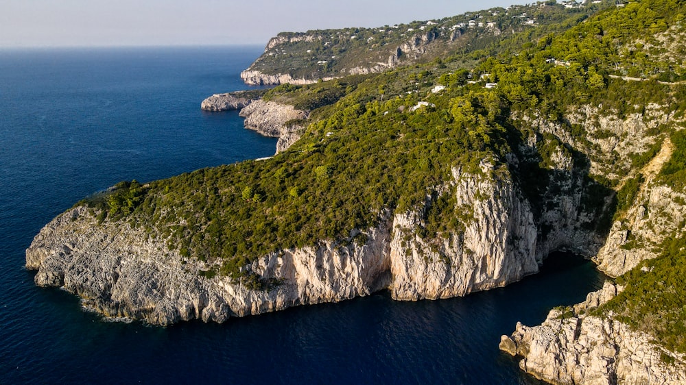 an aerial view of a large body of water