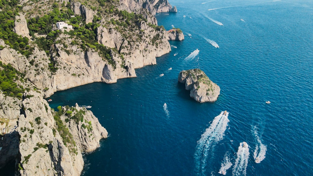 a large body of water surrounded by mountains