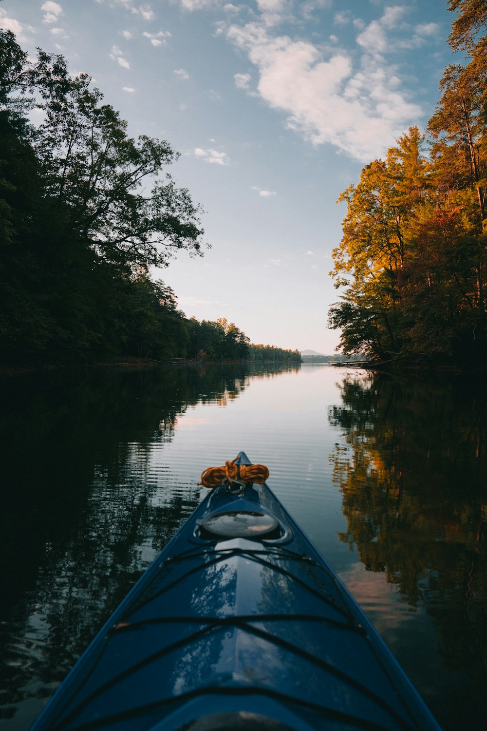 a view of a river from a kayak