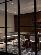 A busy restaurant dining area with clear, fresh water taps.