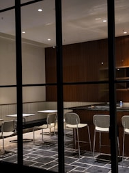 A sleek, modern table with clean lines perfect for hotel dining areas.