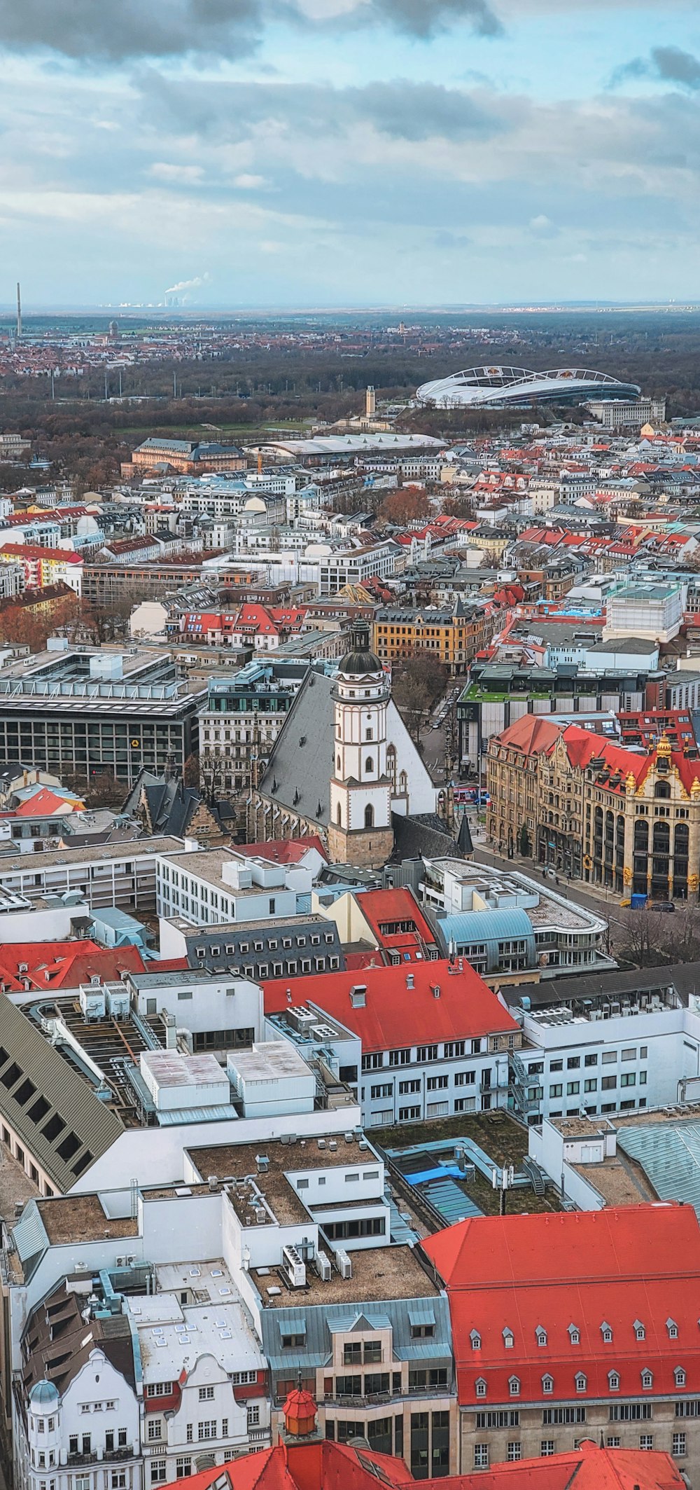 a view of a city from the top of a building