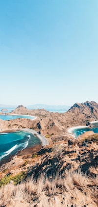 a scenic view of a beach and a body of water