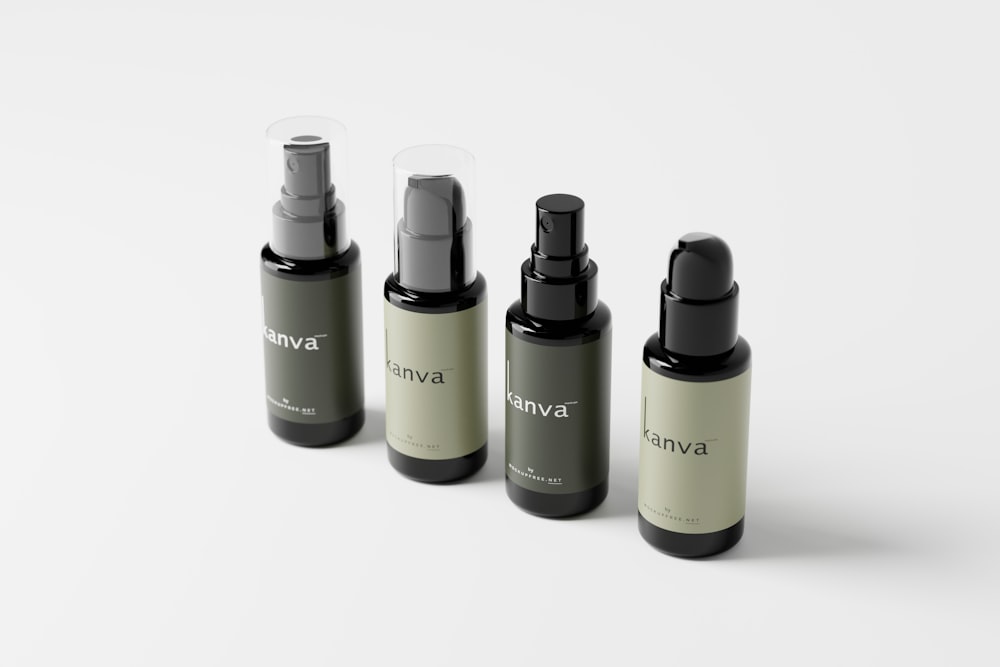 three bottles of different types of skin care