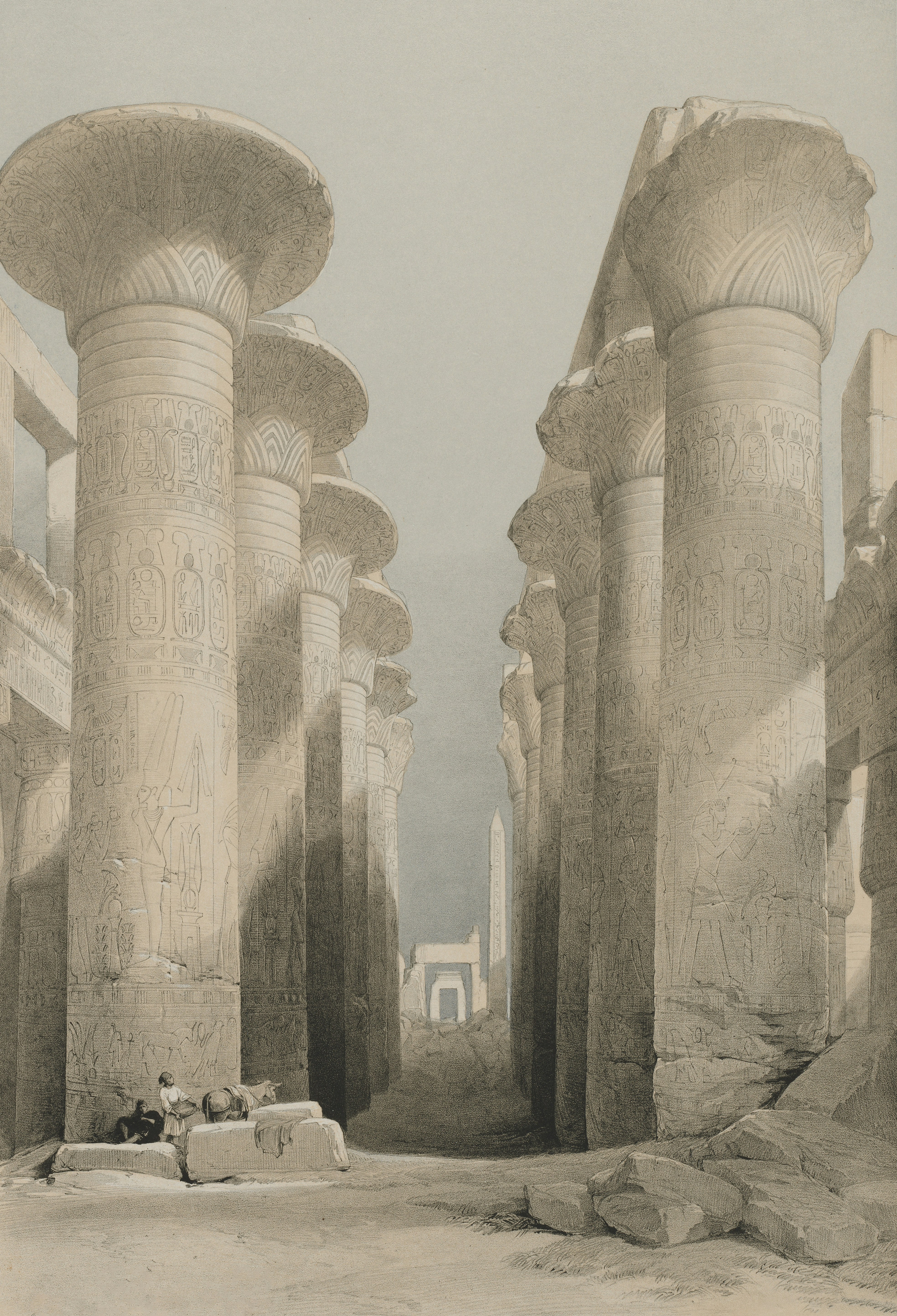 a black and white photo of a group of columns