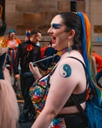 A joyful party scene featuring fairy hair decorations.