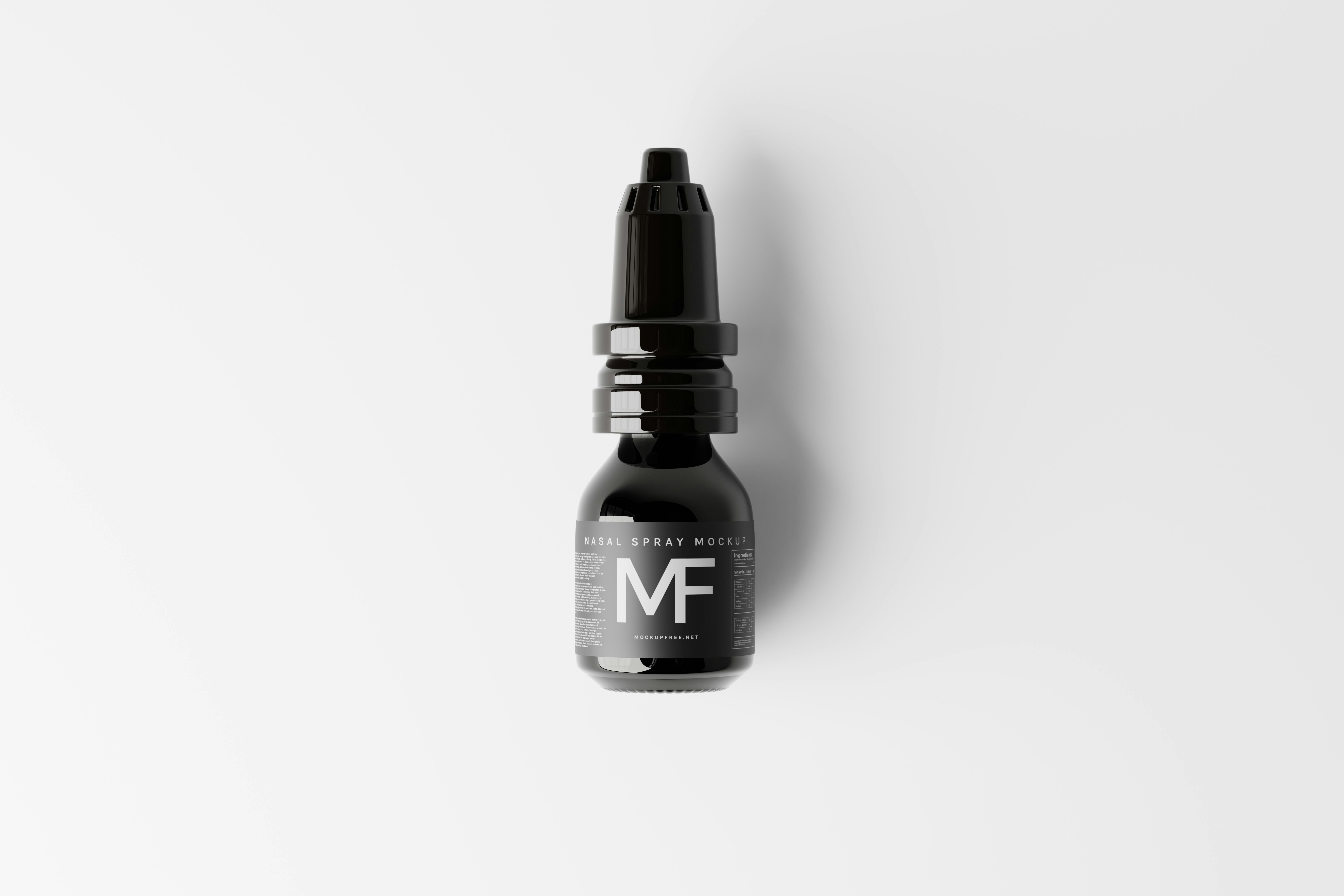 Shiny Black Nasal Spray Bottle Mockup Collection, Download the PSD version of this mockup for free from Mockup Free : https://mockupfree.net/black-nasal-spray-bottle-mockup-collection