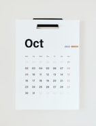 a calendar with the word oct on it