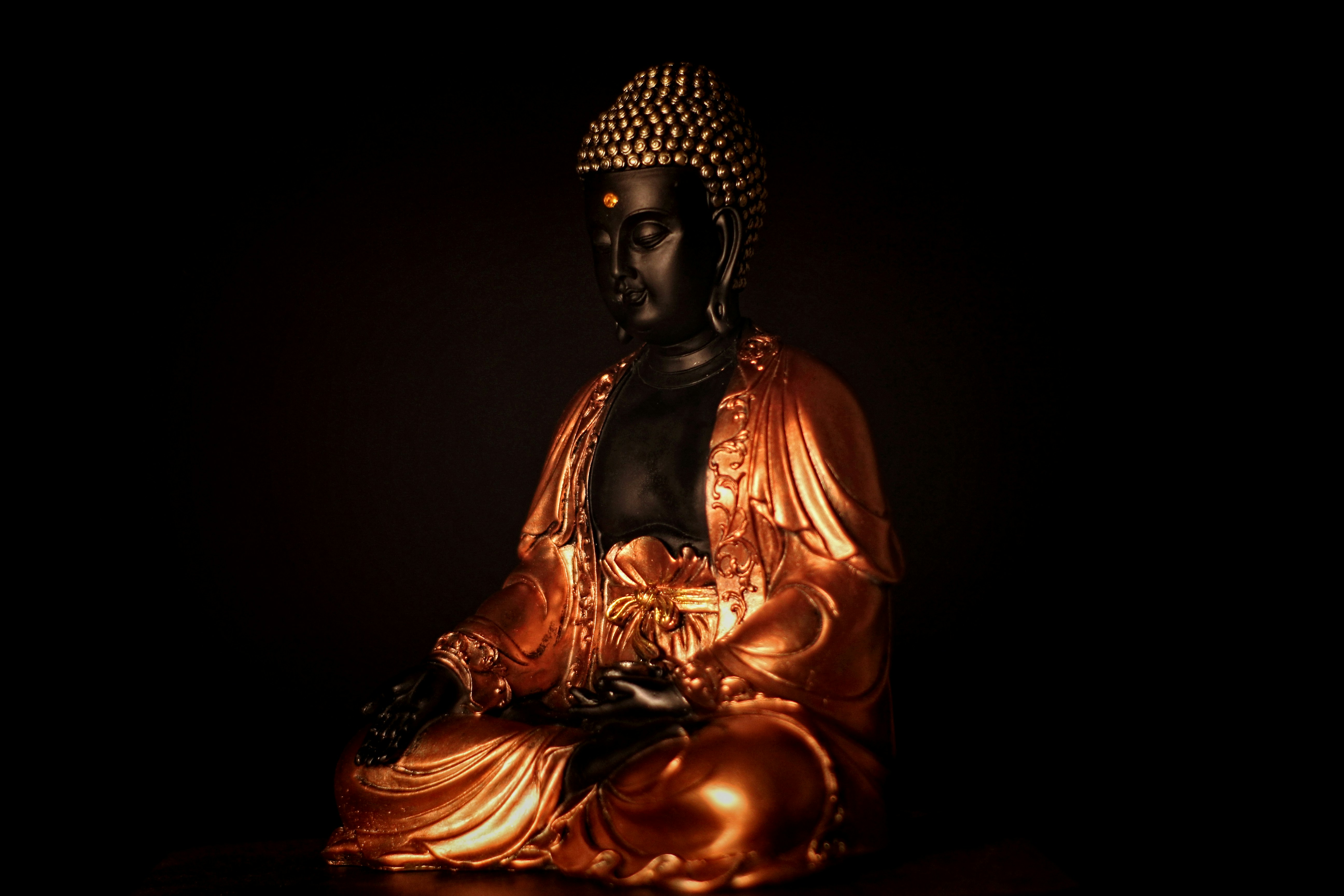 Golden Buddha in dark setting