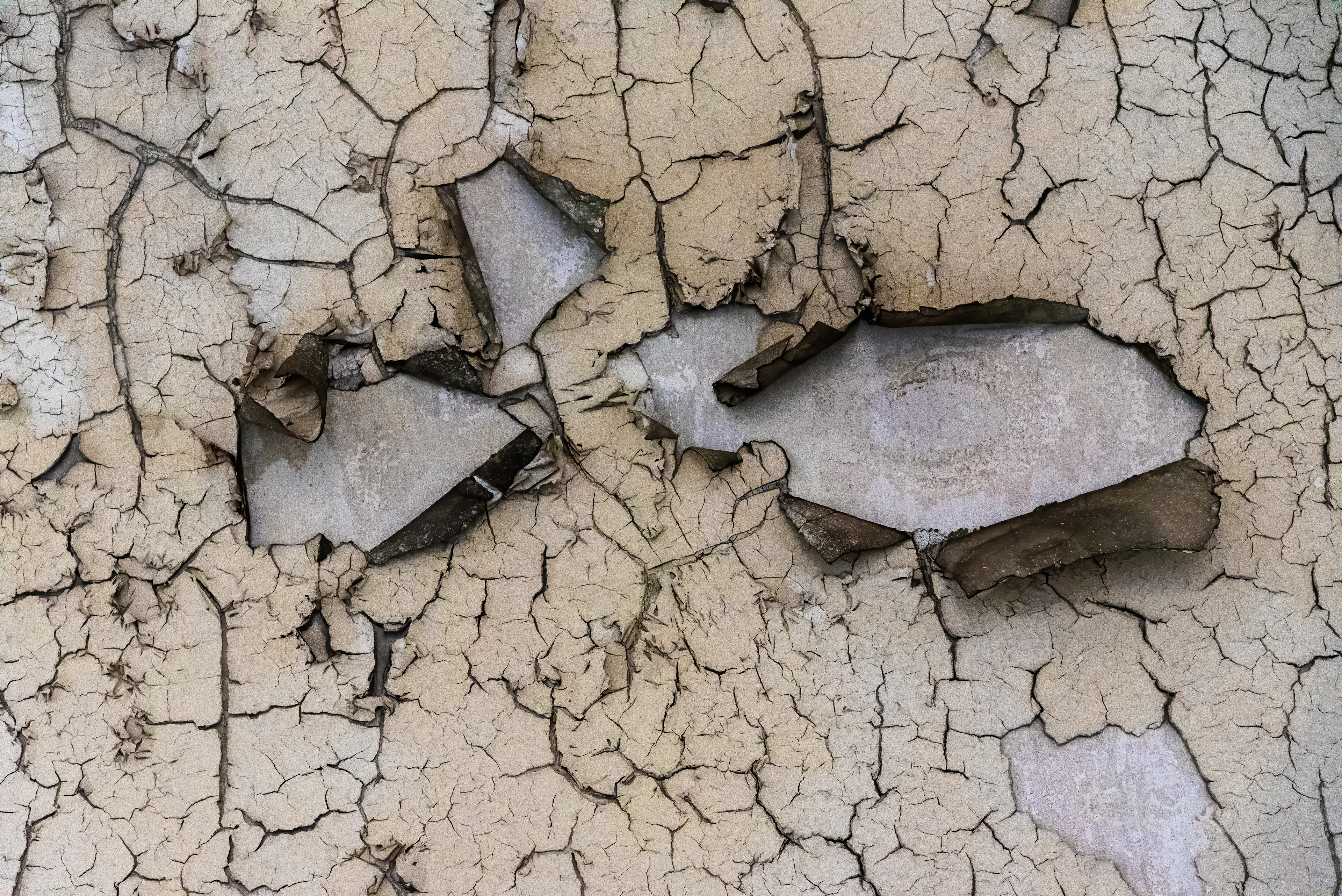 Peeling paint and paper on a wall