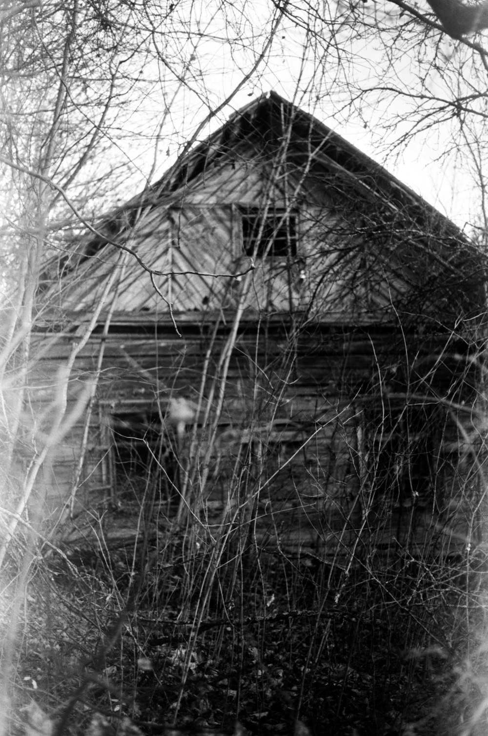 a black and white photo of an old building