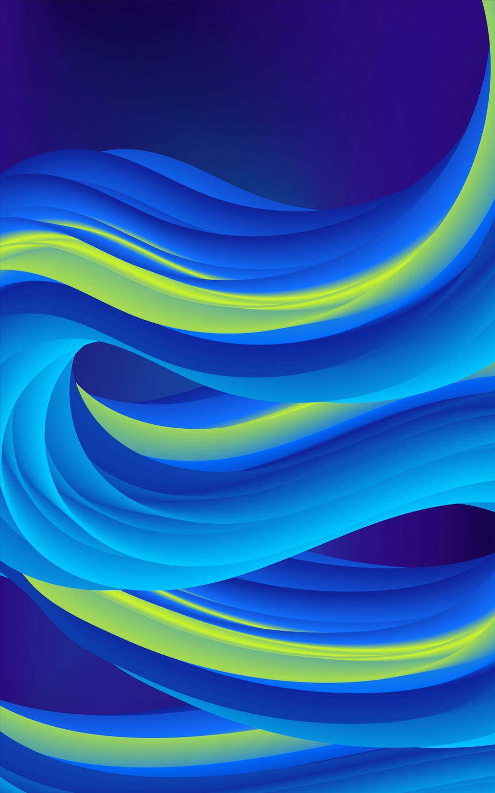 a blue and yellow background with wavy lines