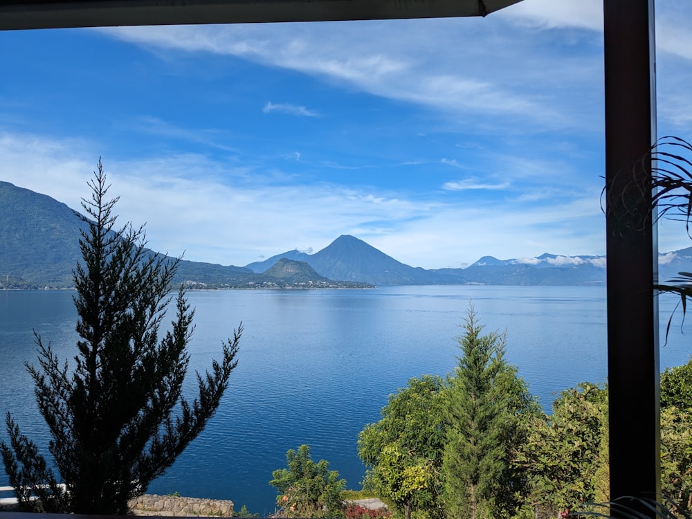 a view of a large body of water from a house