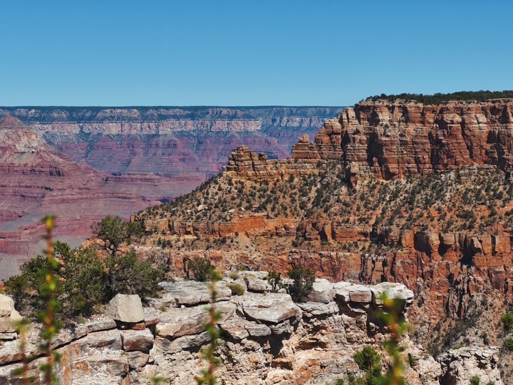 a view of the grand canyon from the rim of a cliff