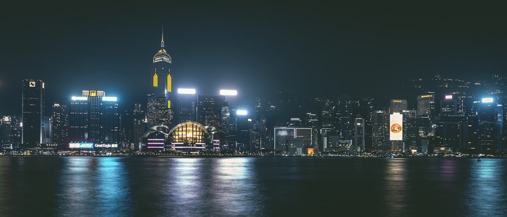 a view of a city at night from across the water