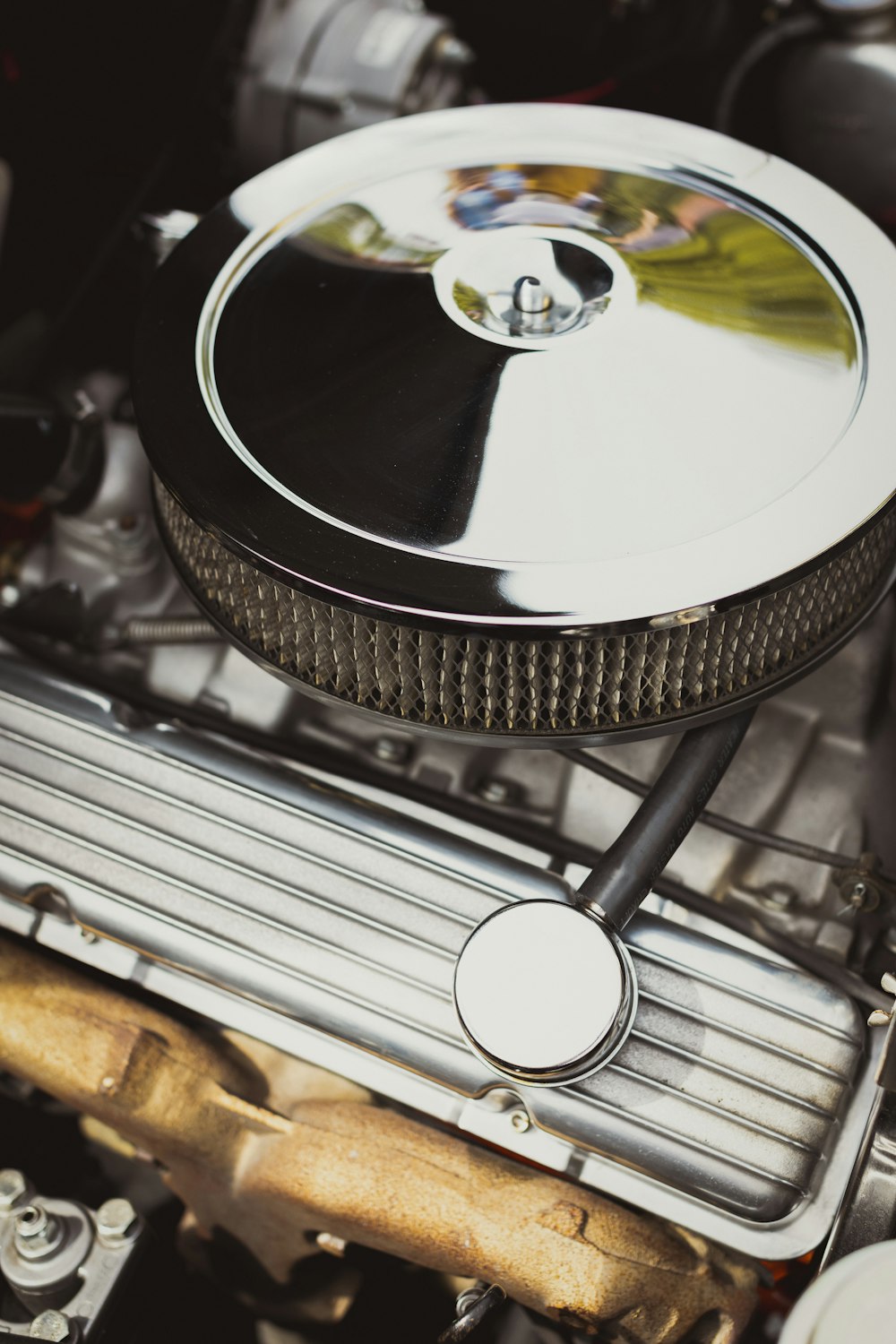 a close up of the engine of a car