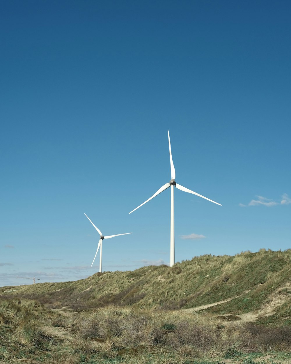 a group of wind turbines on top of a hill