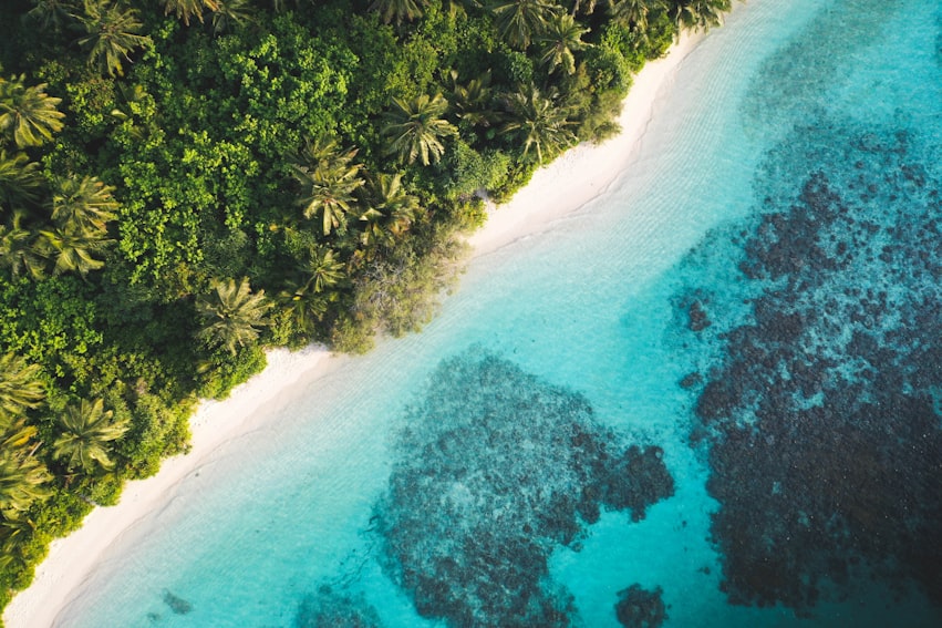 Maldives central atolls aerial
