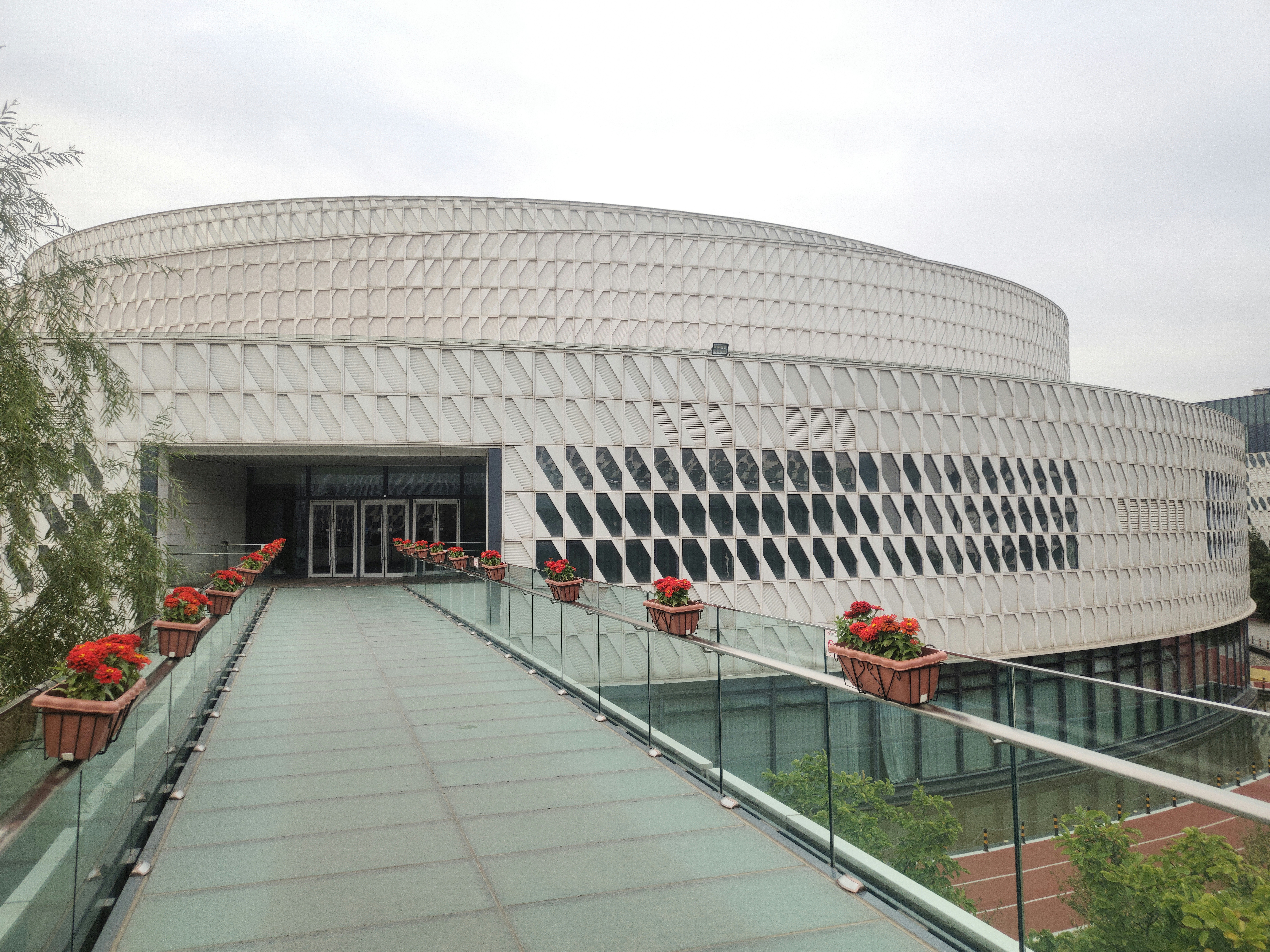 Building with glass walkway