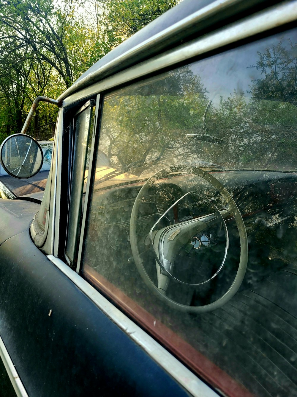 a view of a car from inside the car