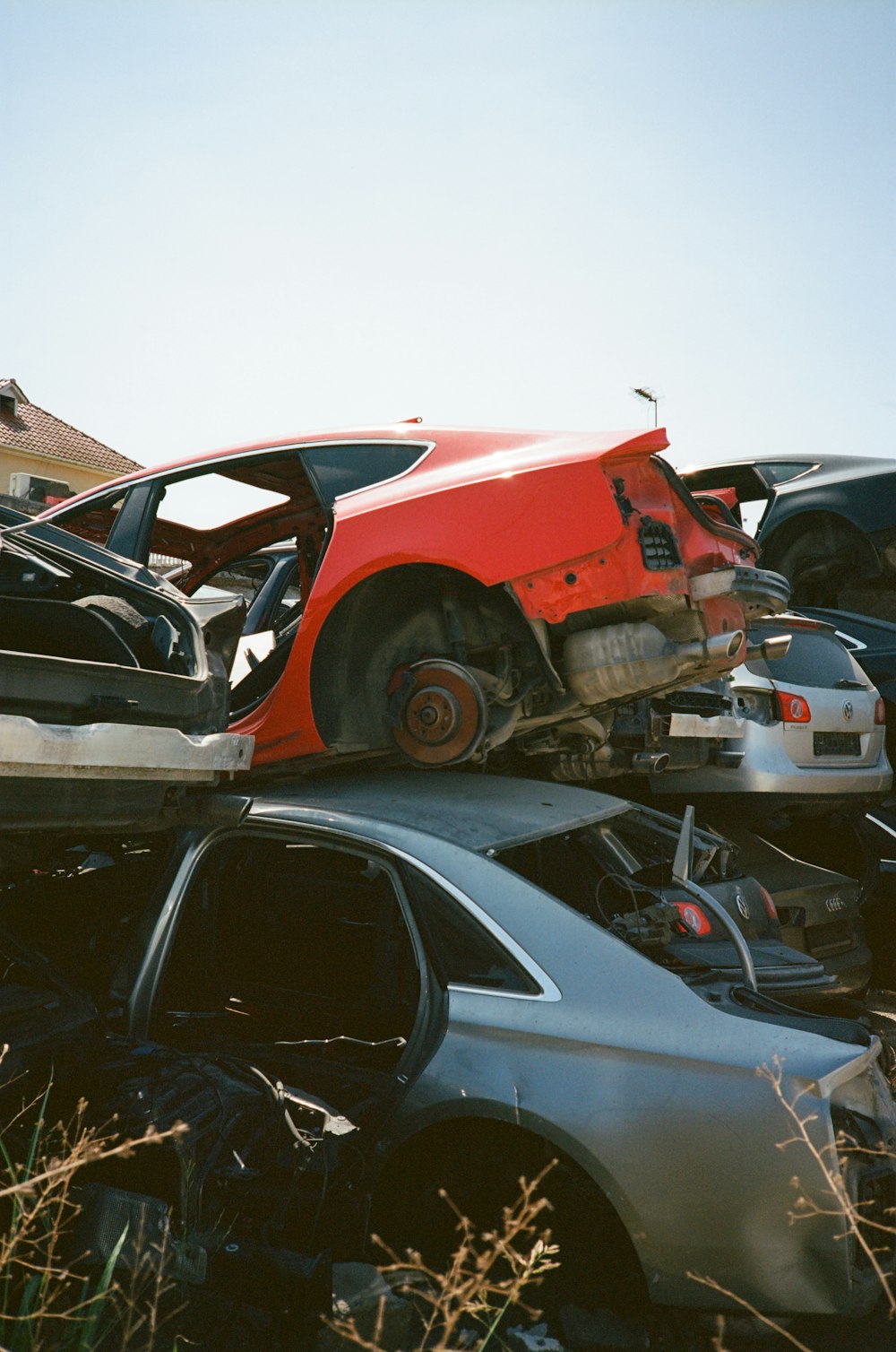 a car that is sitting on top of another car