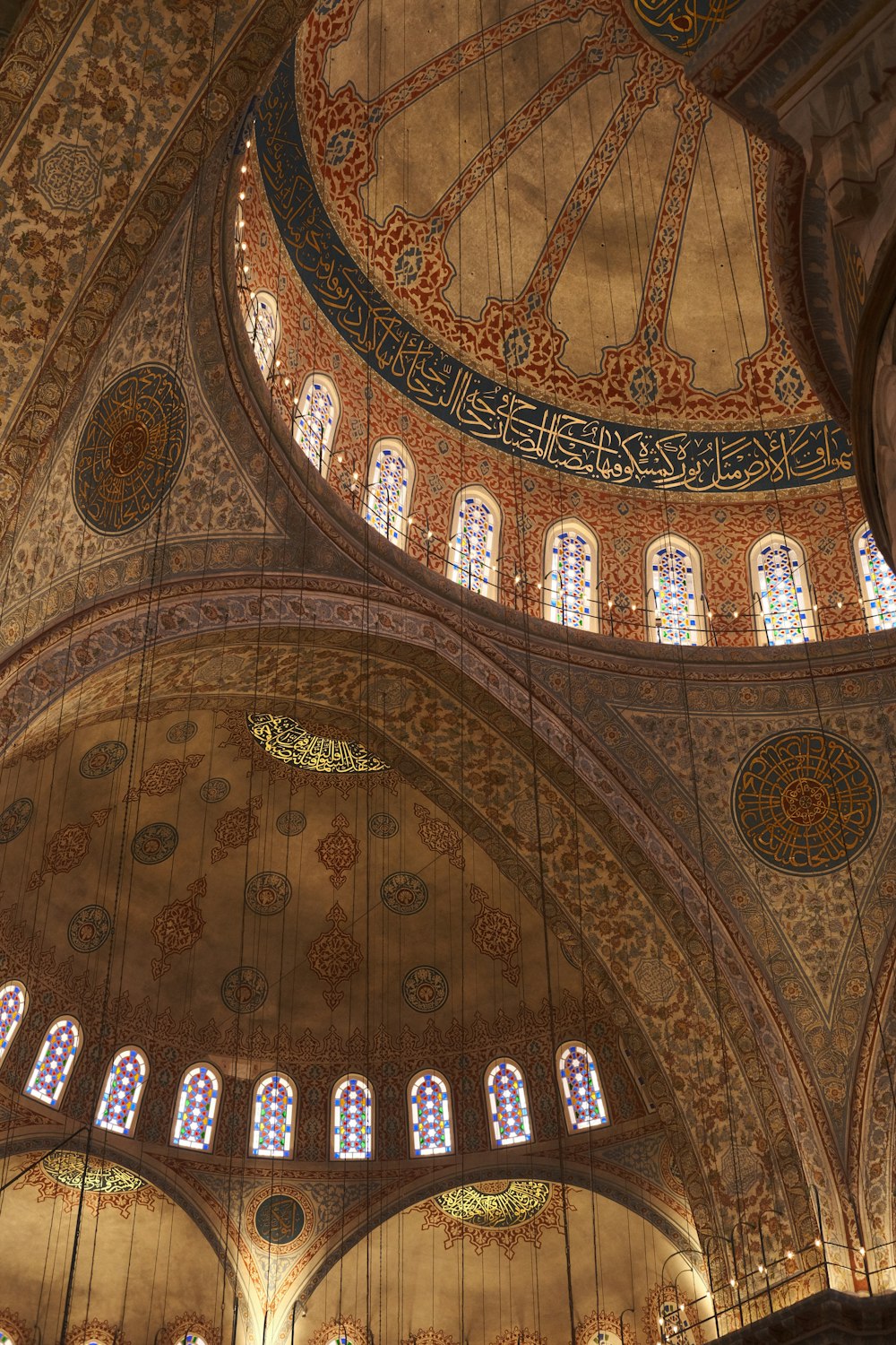 the inside of a large building with many windows