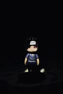 A stylish anime character portrait with dark background and glowing red accents