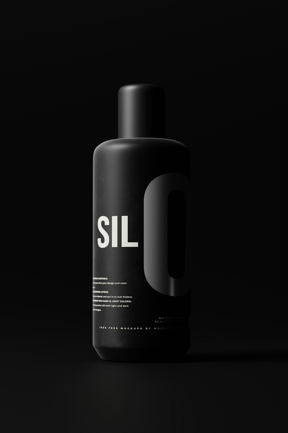 a bottle of sil on a black background