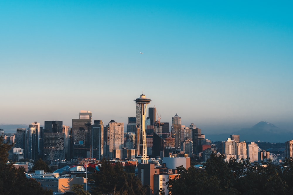 a view of a city from a hill