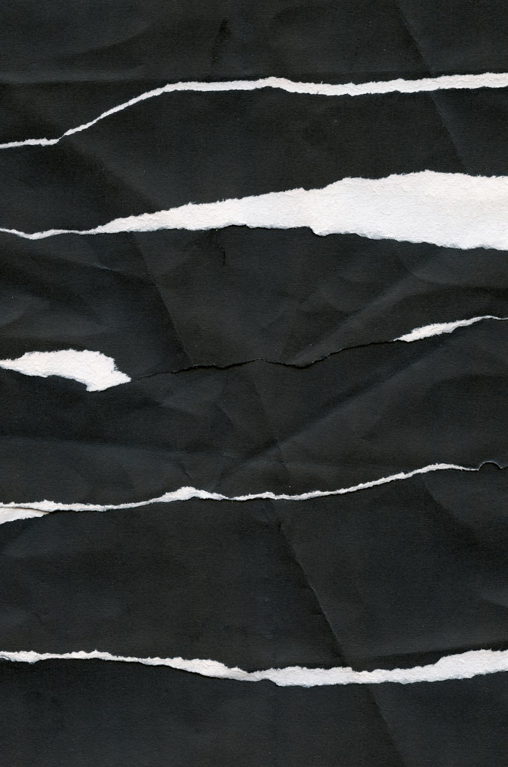 a piece of black and white paper with torn edges