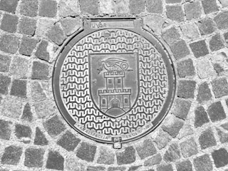 Close-up of technical drawings showing sewer manhole details