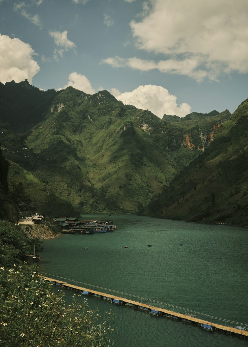 a large body of water surrounded by mountains