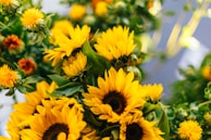 Bright sunflowers in a cheerful, sunny arrangement.