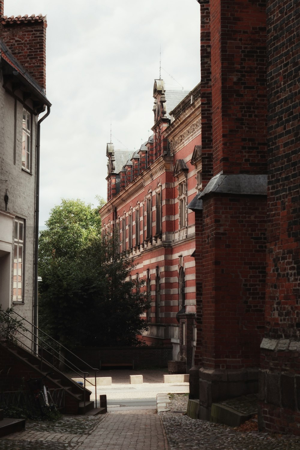 a brick building with a clock tower on top of it