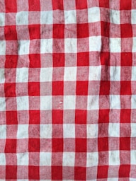 a red and white checkered table cloth