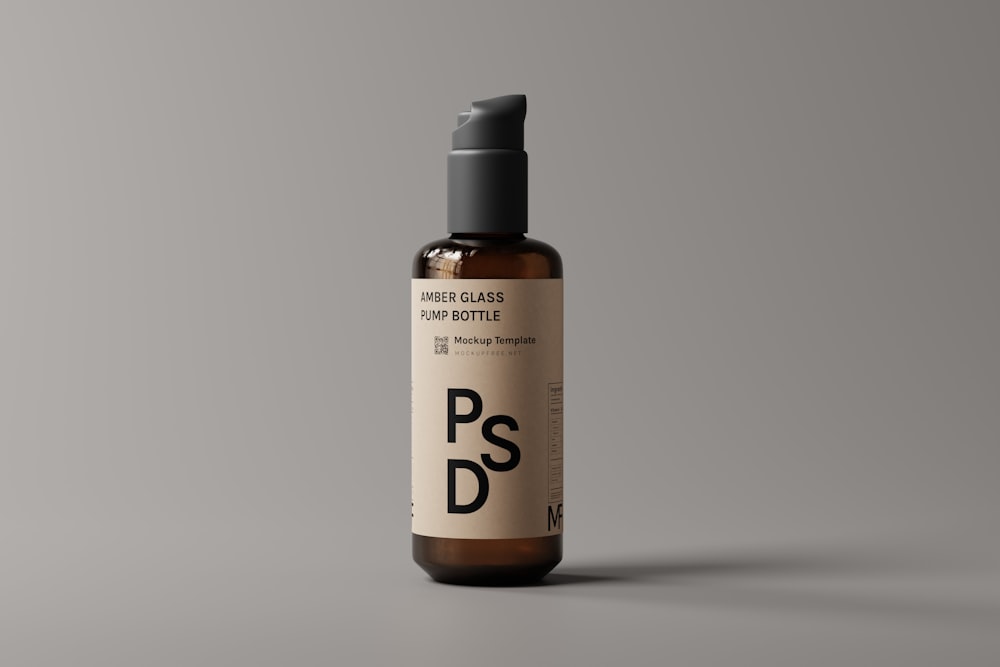 a bottle of psd on a grey background