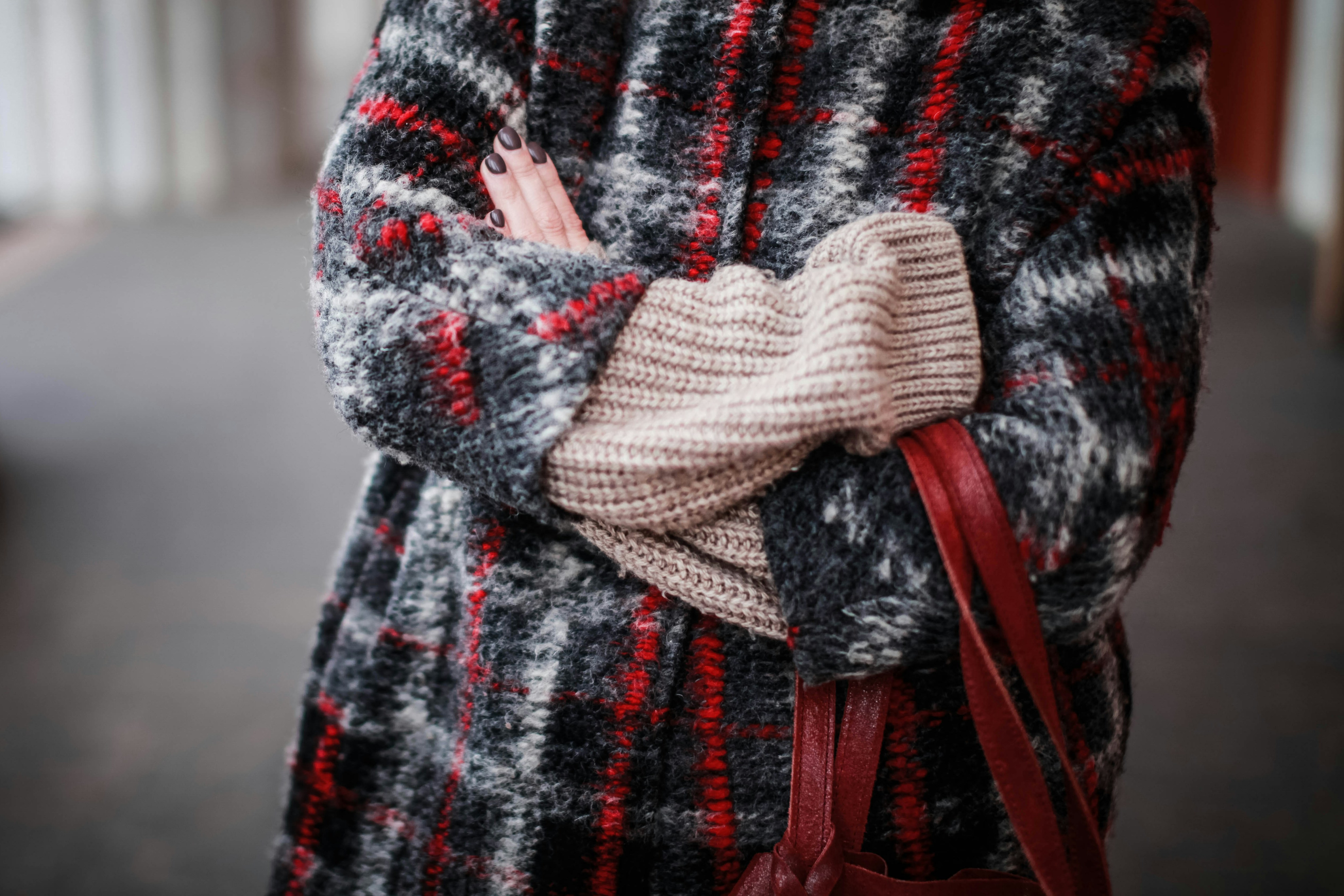 Woman wearing cozy coat