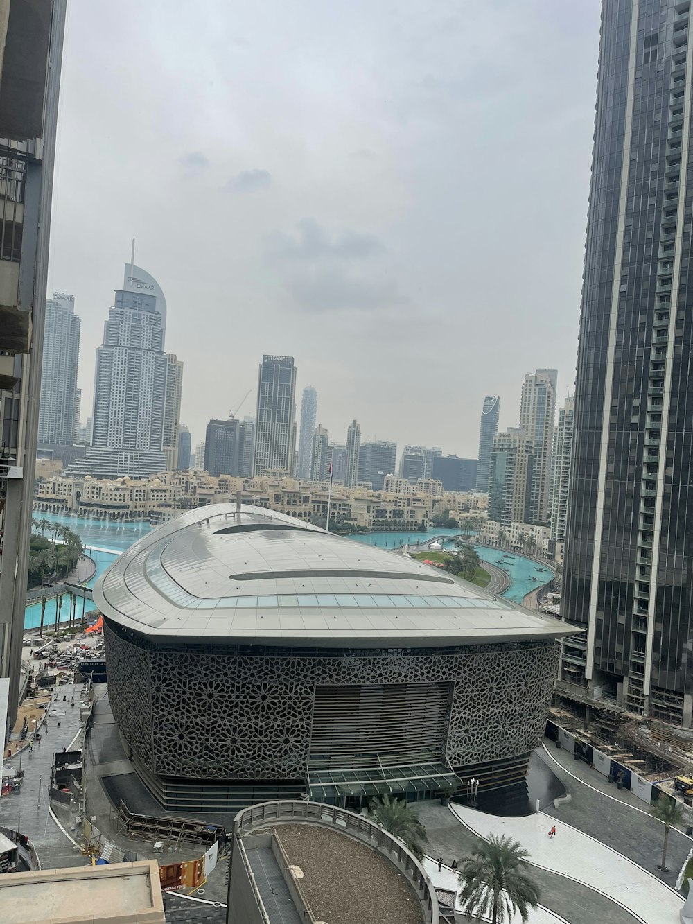 a view of a city from a tall building