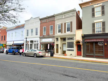 Walkable row of downtown storefronts