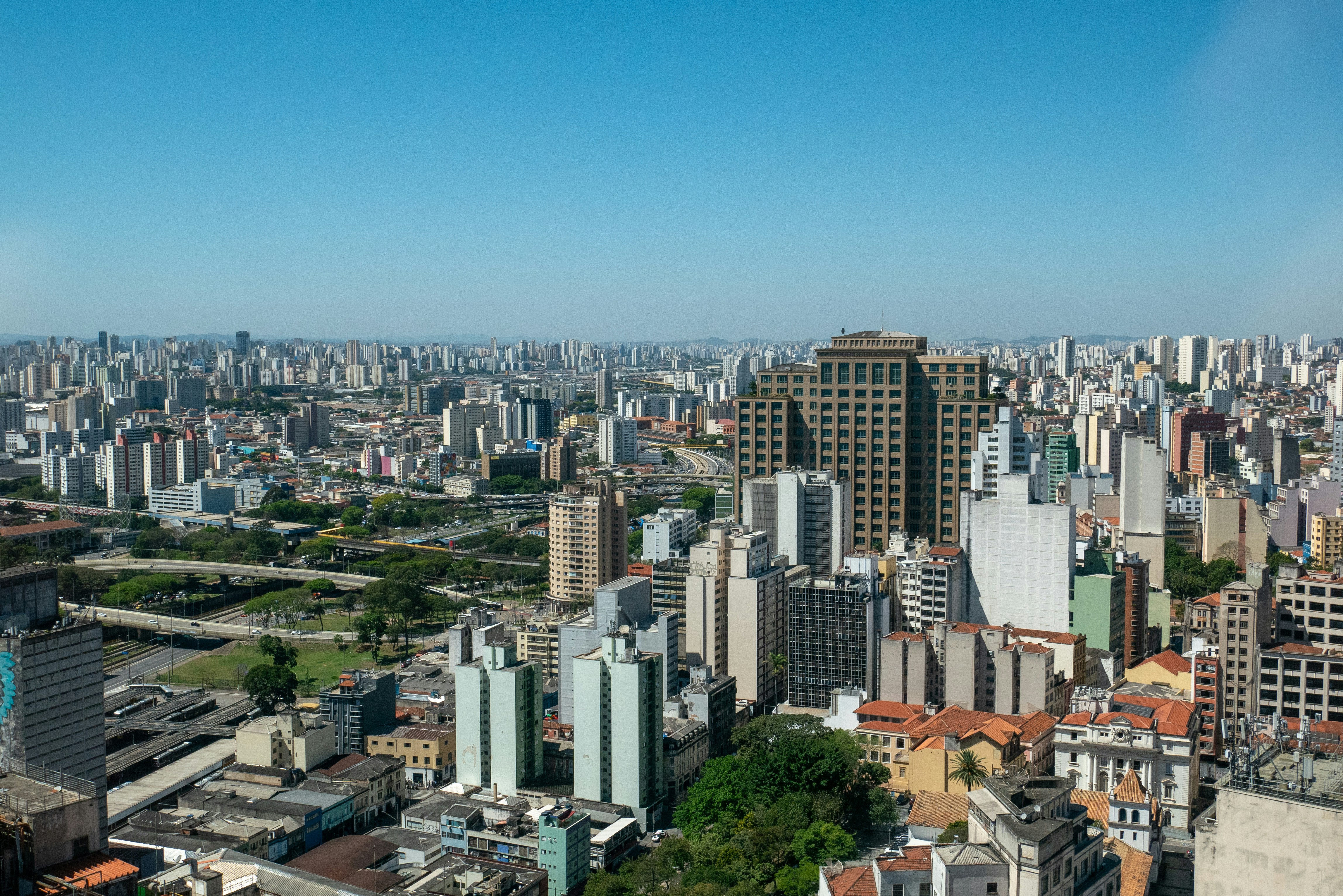 a view of a city from a tall building