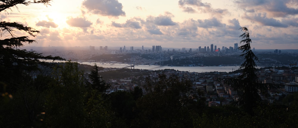 Una vista de una ciudad y un cuerpo de agua