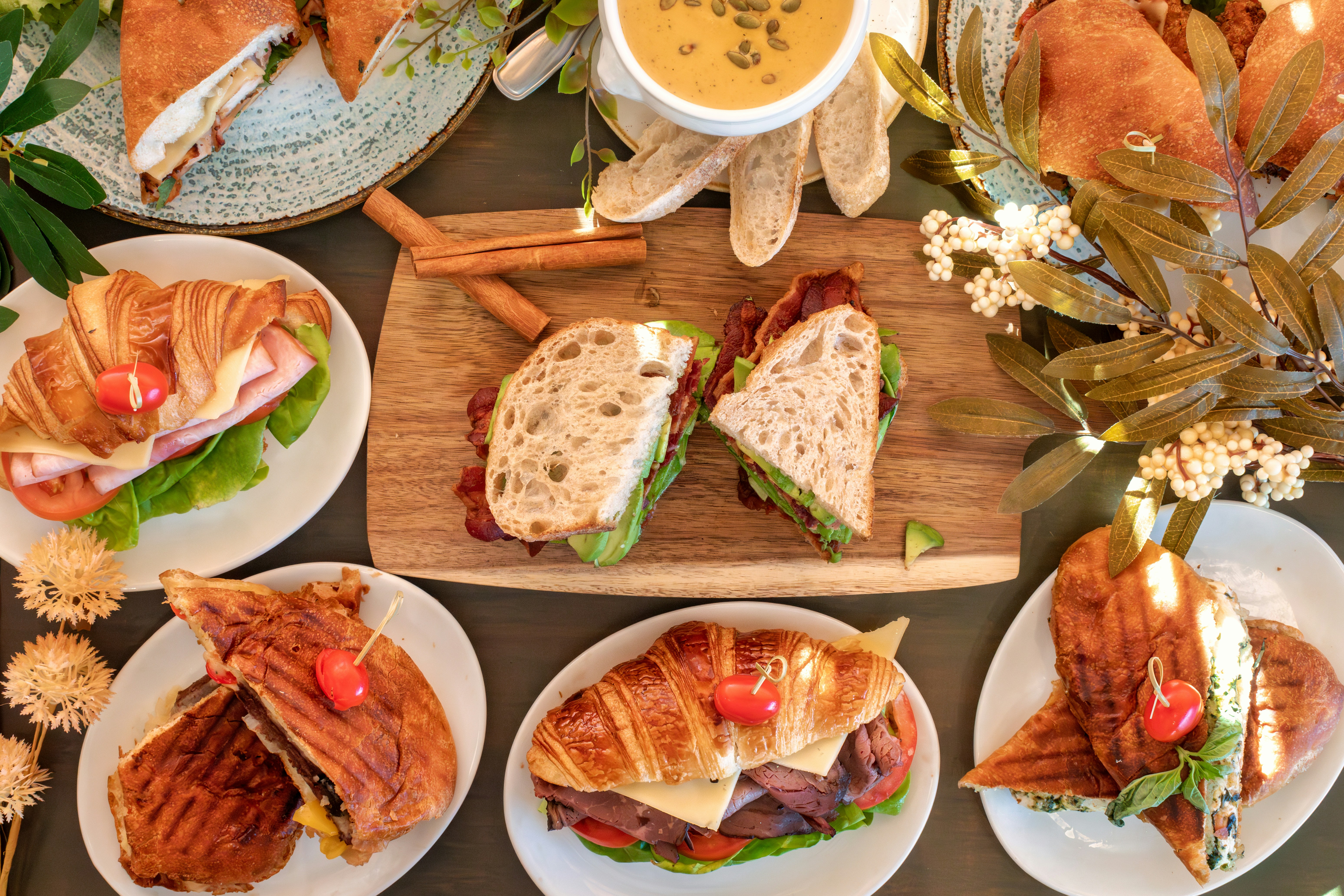 Artisan sandwich and pastry spread