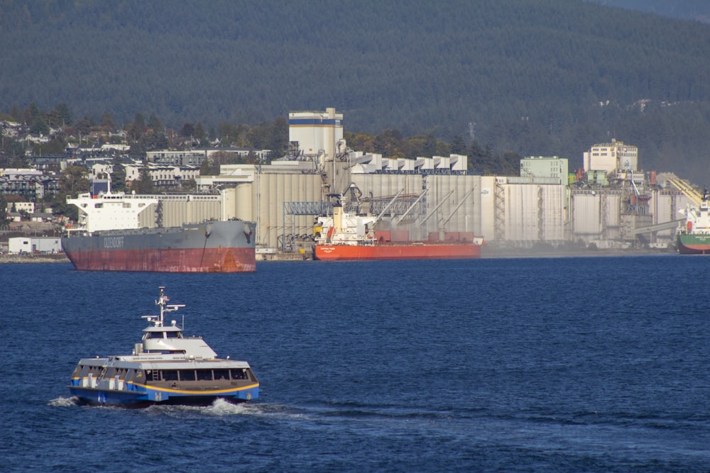 a large boat in a large body of water