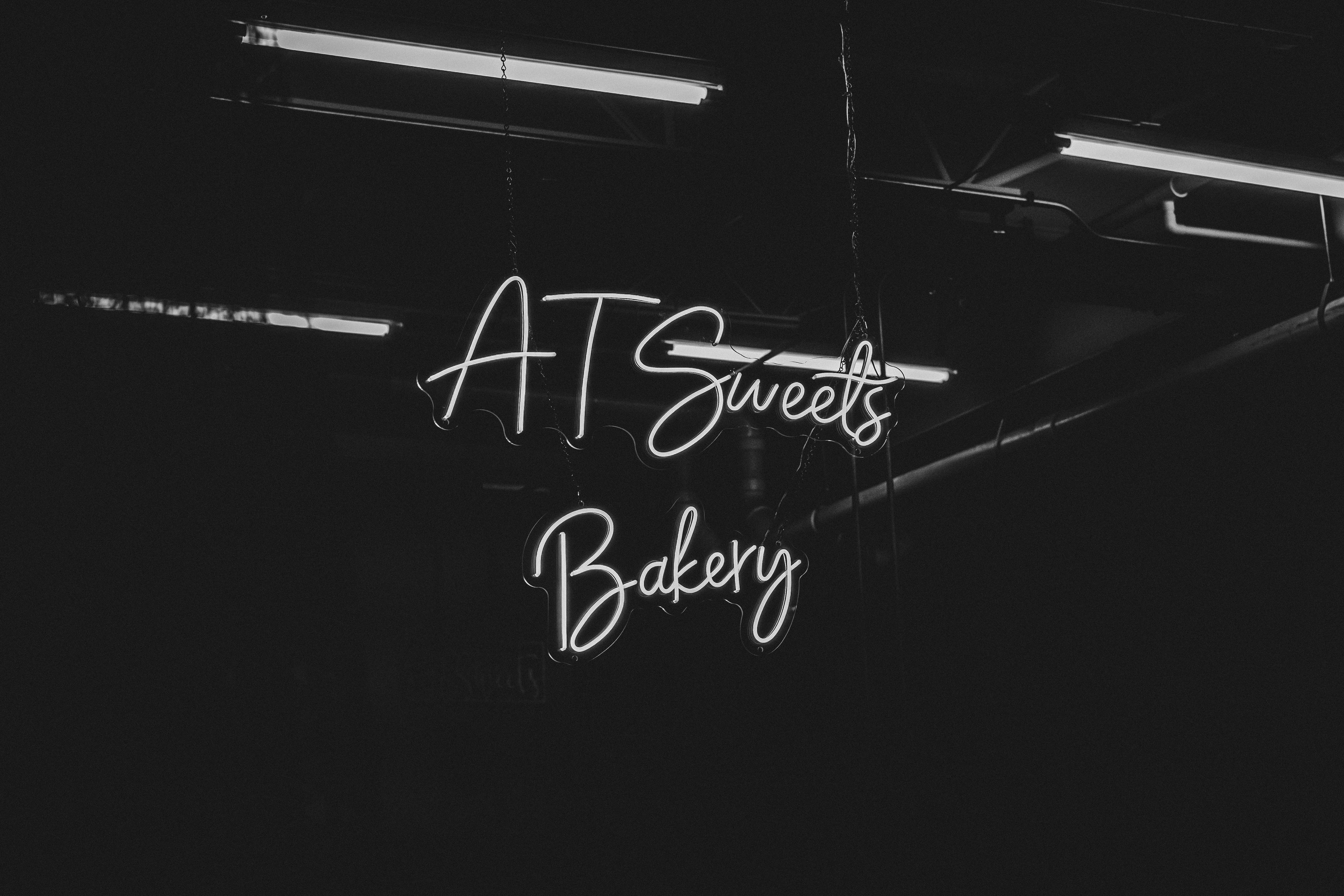 Black and white neon sign