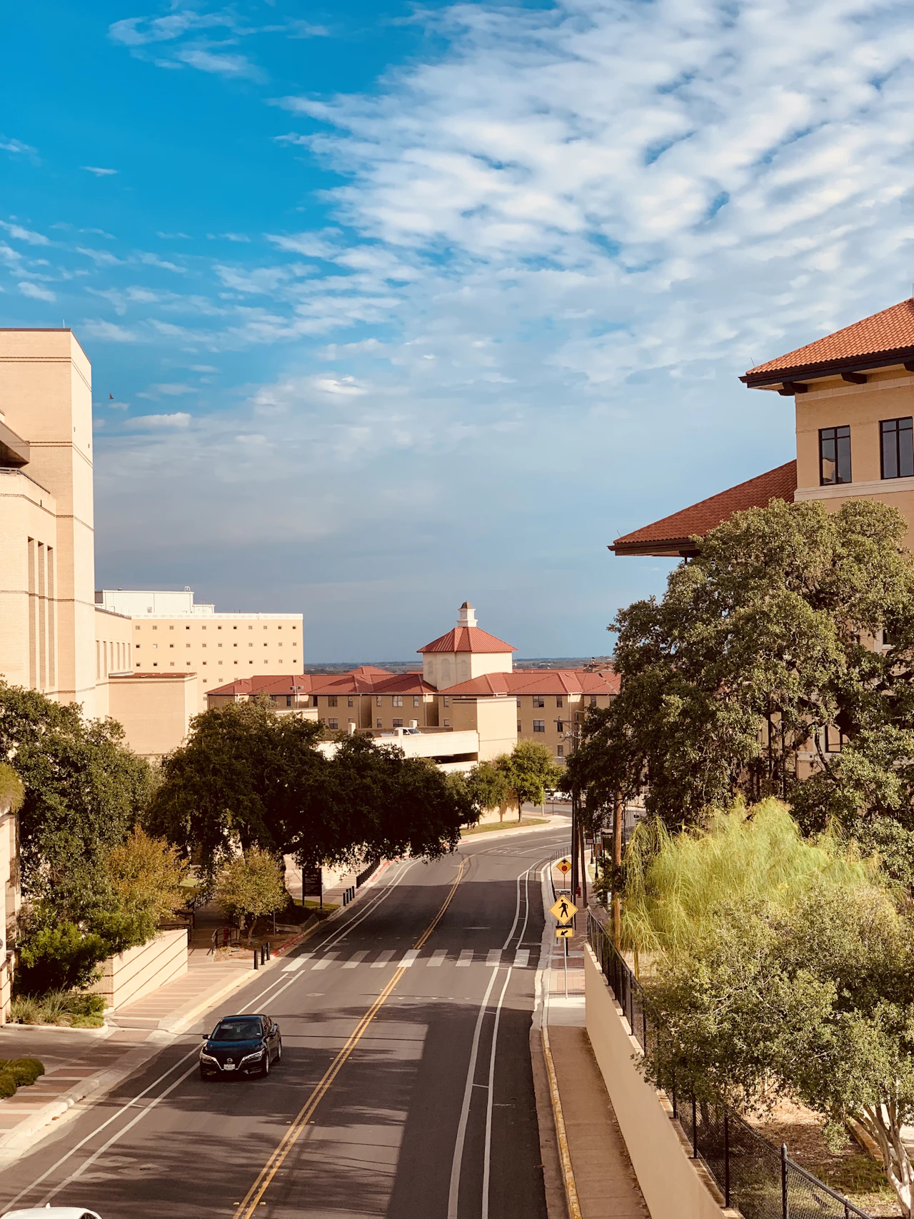 Campus street at Texas State University in San Marcos