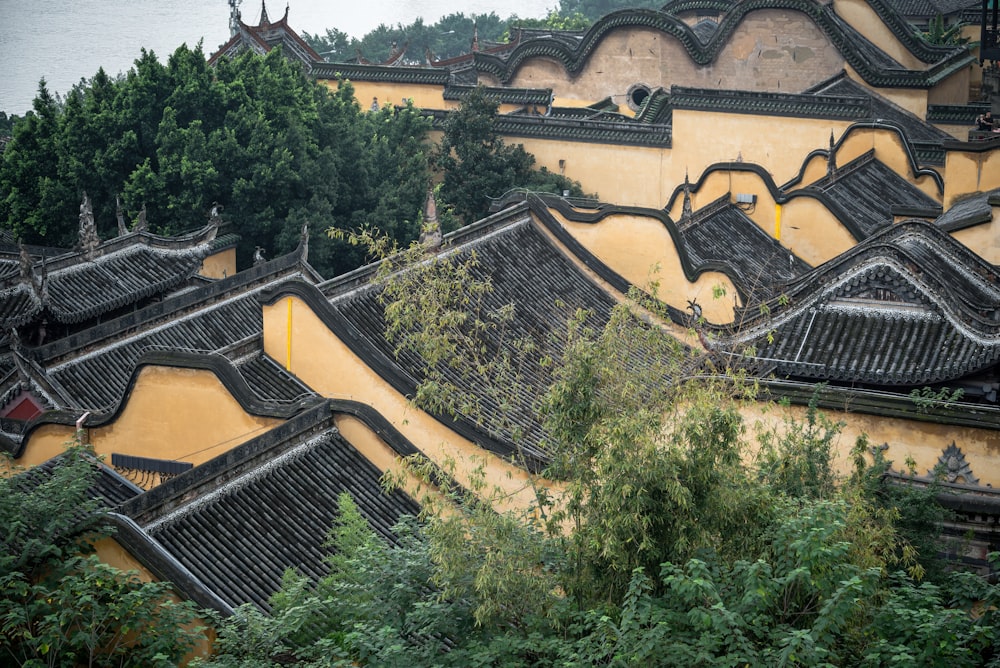 a view of a building with a lot of roof tops