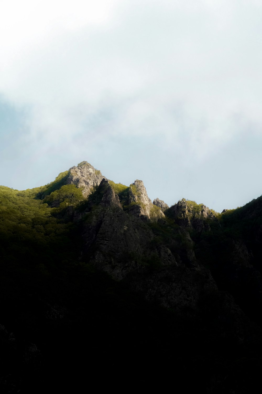 a view of a mountain with a sky in the background