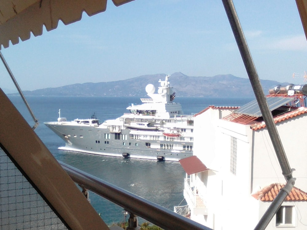 a cruise ship is docked in the water